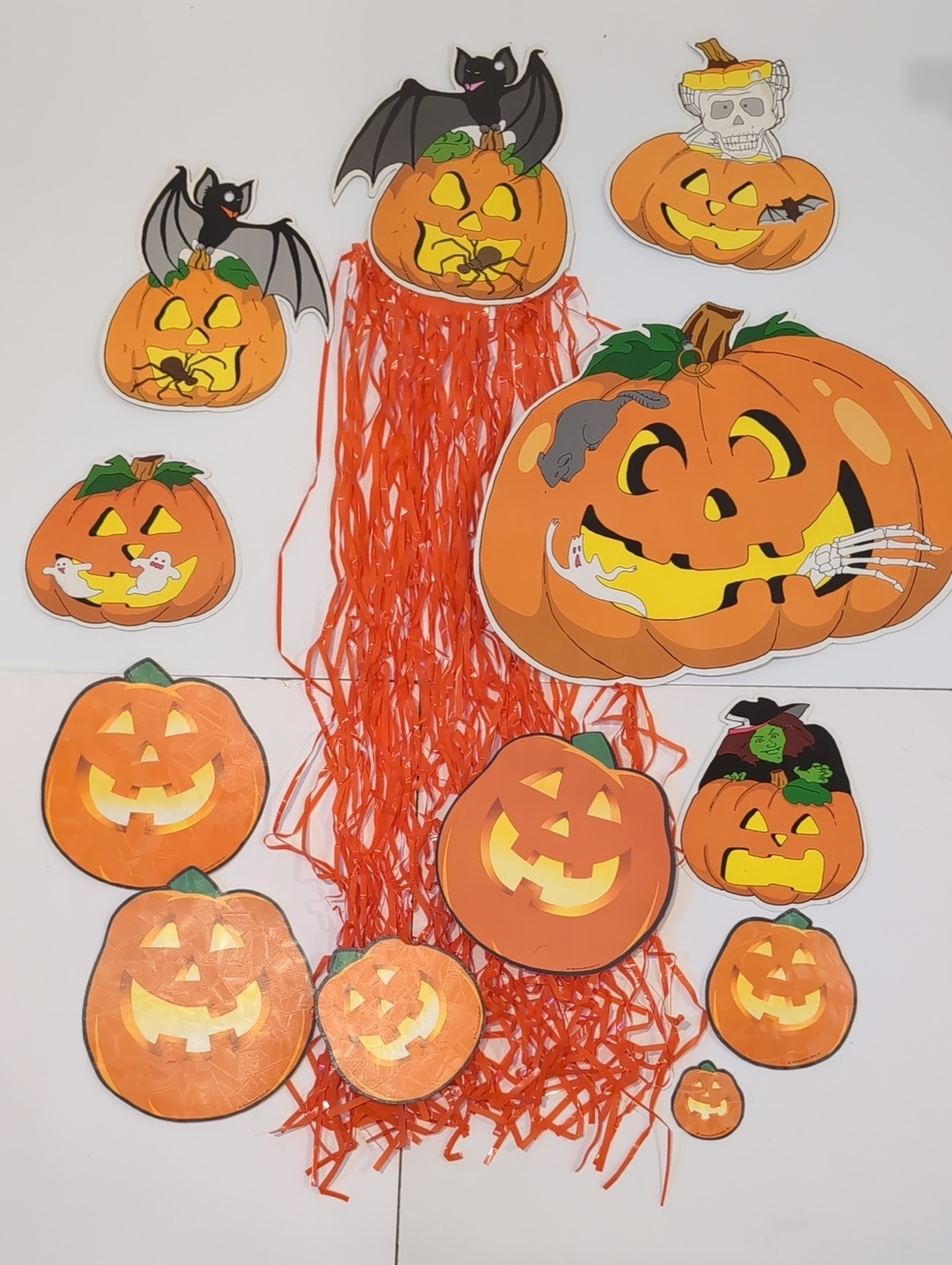 Vintage Halloween  Orange Pumpkin cardboard Halloween jack-o'-lantern die-cut